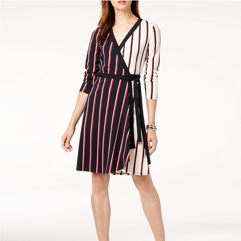 TOMMY HILFIGER Bold Striped Wrap Dress